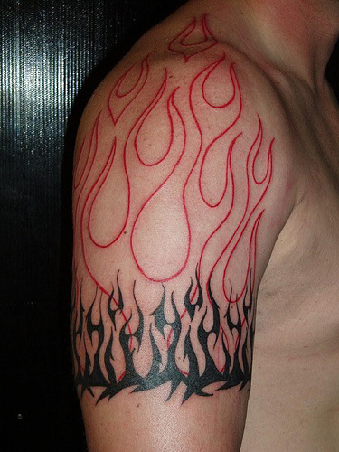 23 Wonderful Tribal Fire And Flame Tattoo
