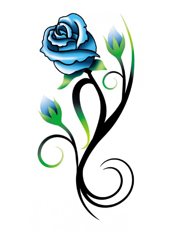 multi colored blue rose with raindrop tattoo