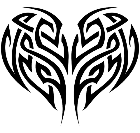 tribal heart and flower tattoo designs