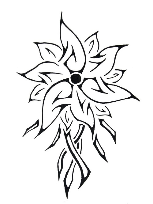 drawings of tribal flowers