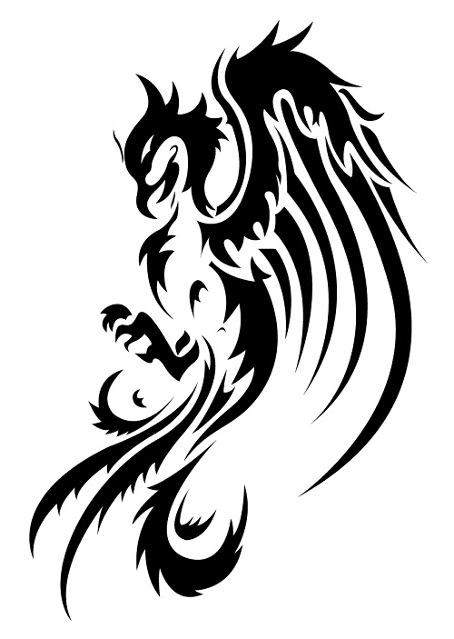 Black Celtic Phoenix Tattoo Stencil By Alvia Alcedo